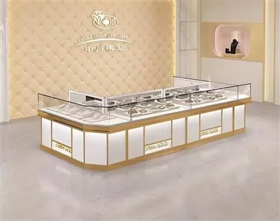 Quiosco del centro comercial de exhibición de vidrio de joyería