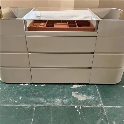 Moderno gabinete de almacenamiento de joyas con tapa de vidrio-