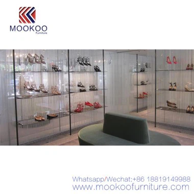 Bolso de mujer y exhibición de la tienda de zapatos Shlef