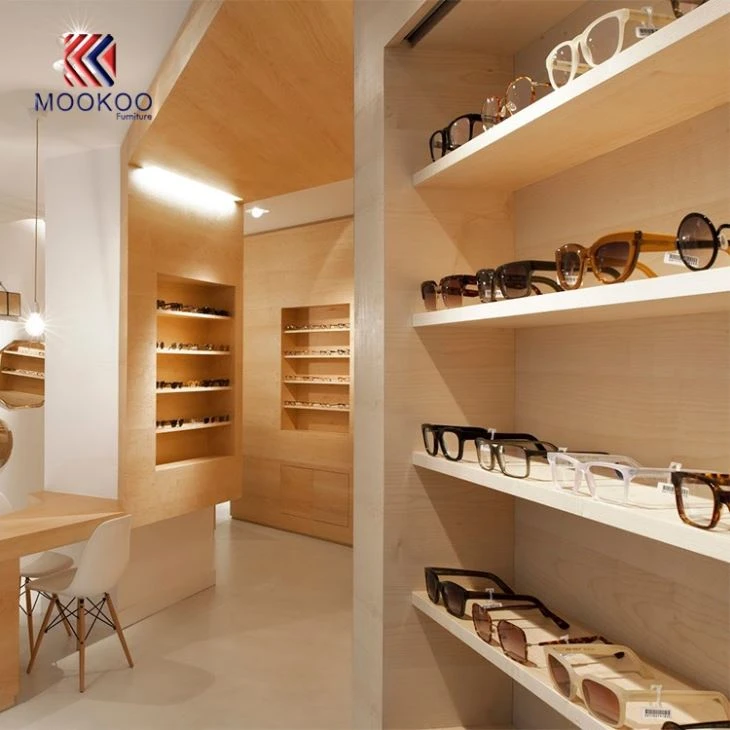 Gabinete de madera de la exhibición de las gafas de los vidrios montados en la pared