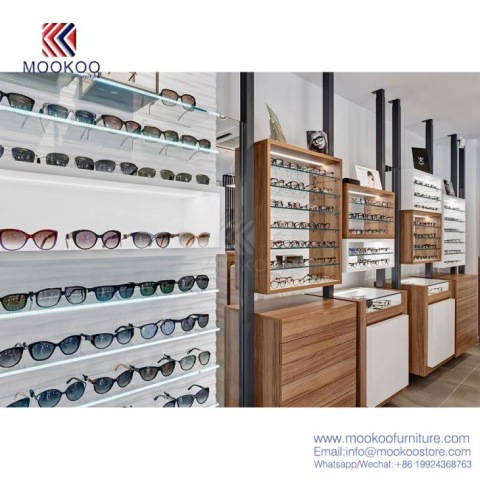 Vitrinas para gabinetes de madera y vidrio para tienda minorista óptica