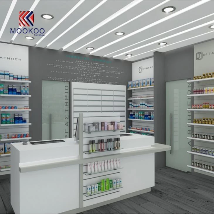 Exhibición de la tienda de farmacia del precio de fábrica