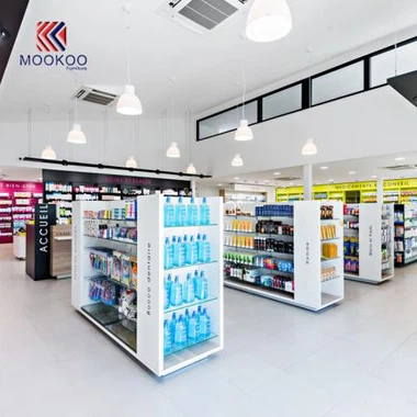 Exhibición de tienda de farmacia personalizada de estilo europeo moderno